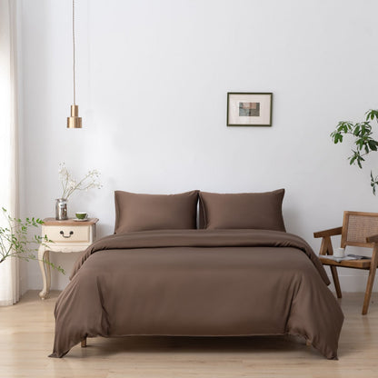 Bamboo duvet cover, 140×200 cm, coffee brown - tuck-in