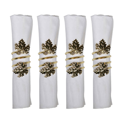 Gold napkin rings, set of 4 - vine leaf design