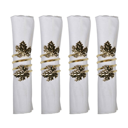 Gold napkin rings, set of 4 - vine leaf design