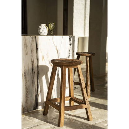 Wood bar stool 39×70 cm - natural brown, made in Indonesia