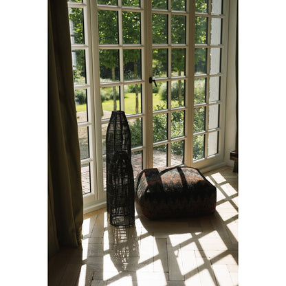 Handgewebter schwarzer Rattan-Fischfallen-Pendelschirm 23 × 90 cm – groß