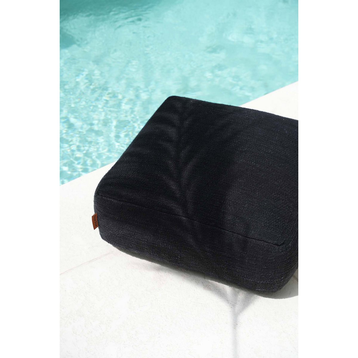 Cotton pouffe, black - 60 × 60 × 25 cm