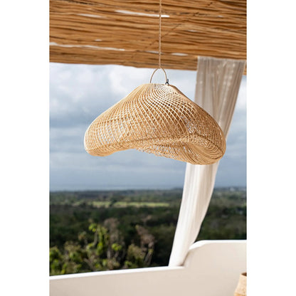 Rattan pendant light, medium – handwoven cloud form