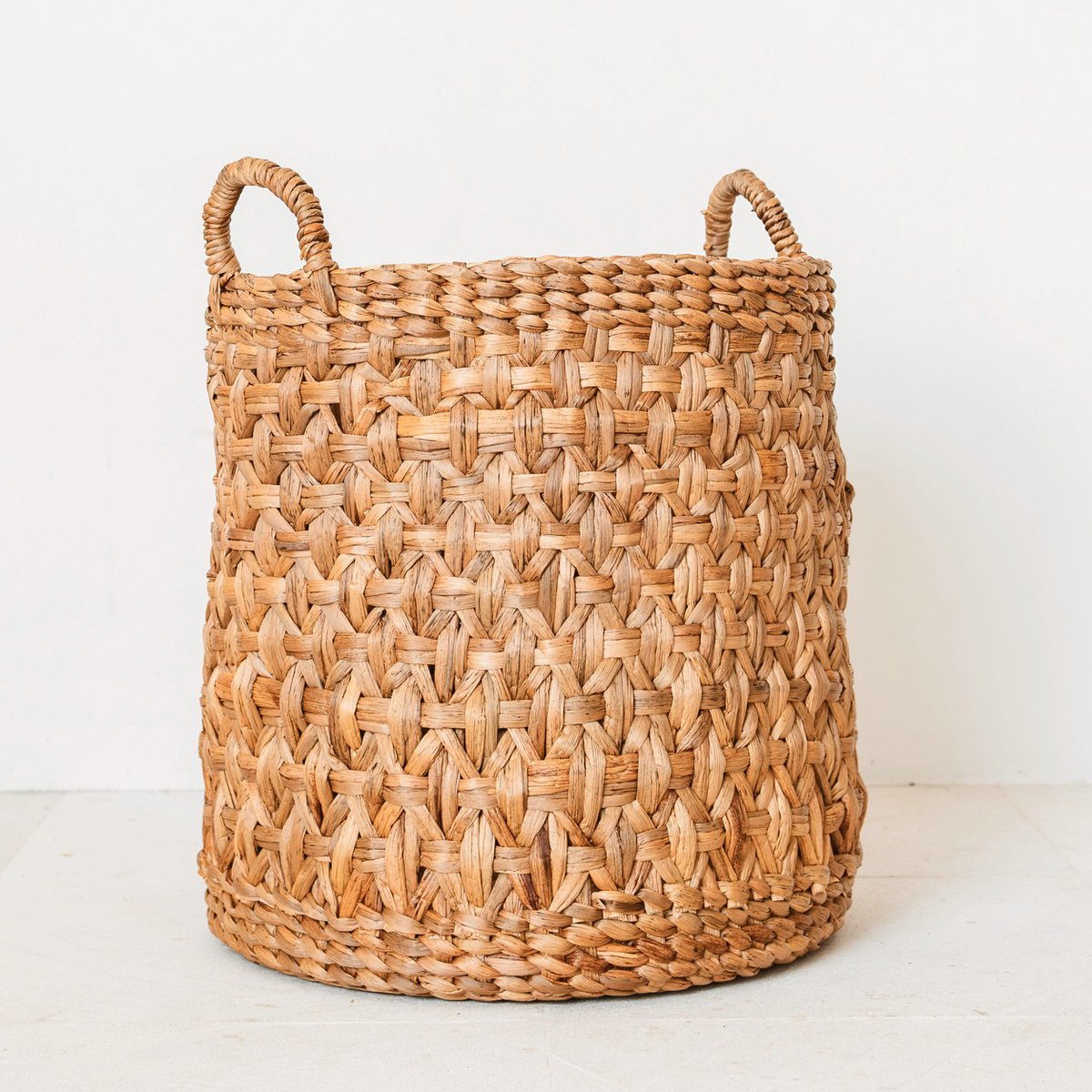Round woven jute laundry basket Ø40 cm – brown, 45 cm tall