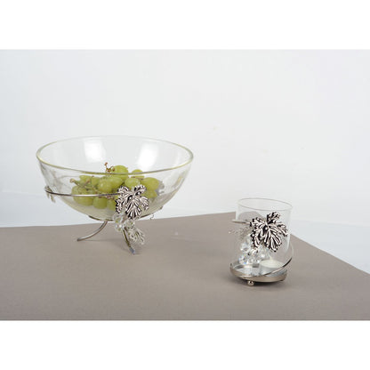Silver vine leaf bowl, 25cm - decorative storage