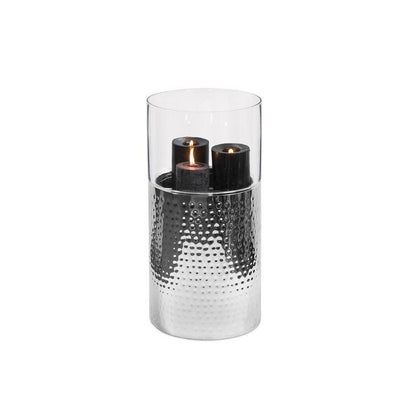 Steel and glass lantern Arnold, 62 cm - hammered polished