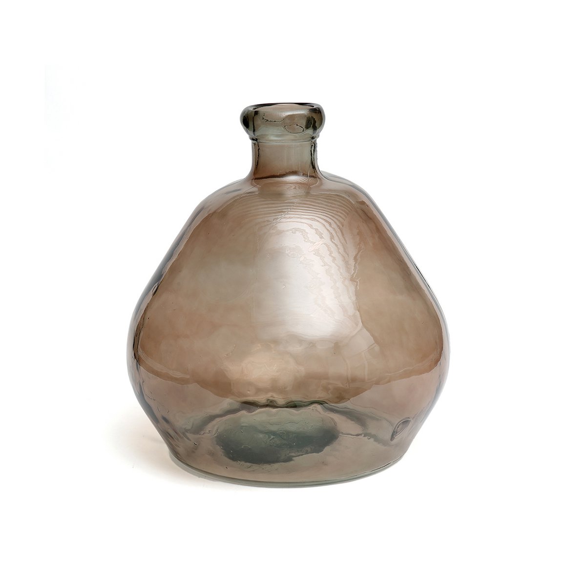 Vase aus recyceltem Glas, beige, große Skulptur