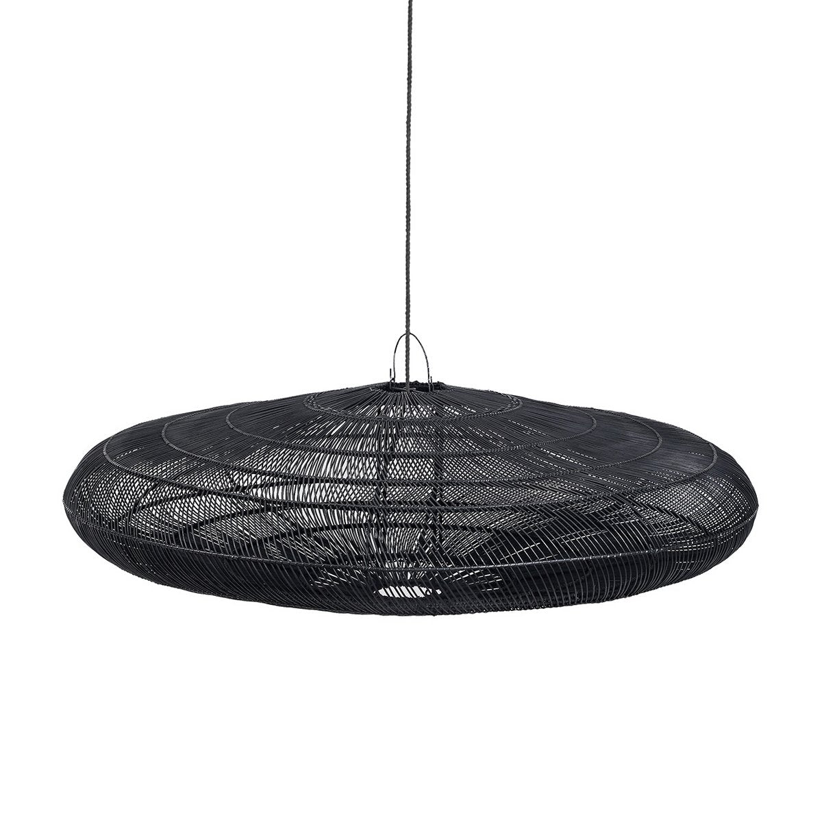 Sort rattan macaron pendel XL - 150 cm bred
