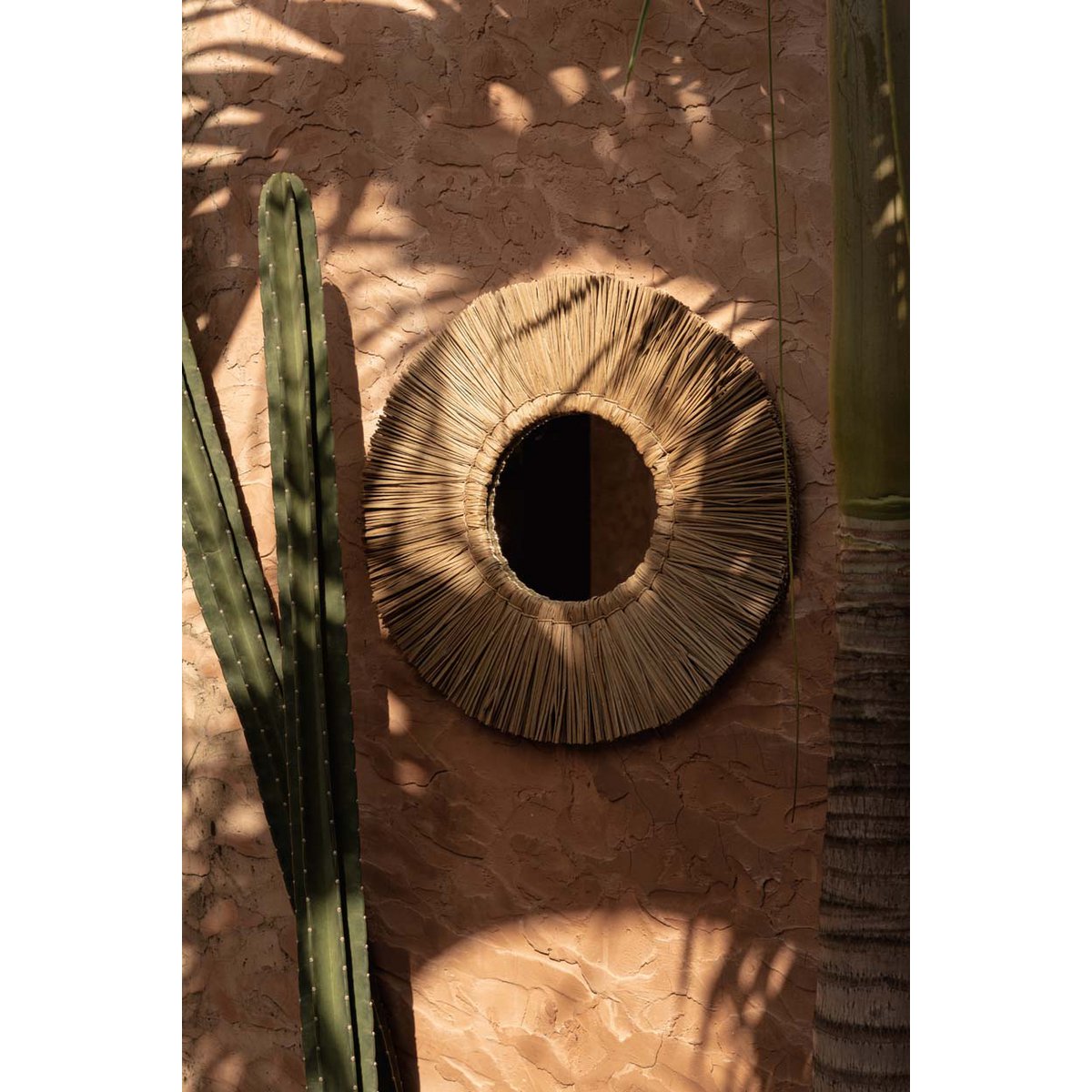 Grass mirror, round, 50 cm - coastal texture