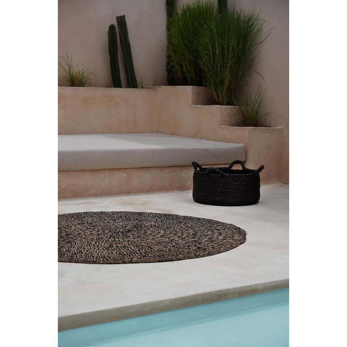 Seagrass carpet, natural black – 200 cm round
