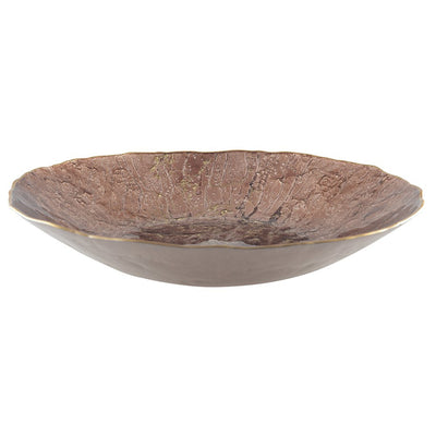 Glass serving bowl with gold rim 40 cm - handcrafted in Turkey