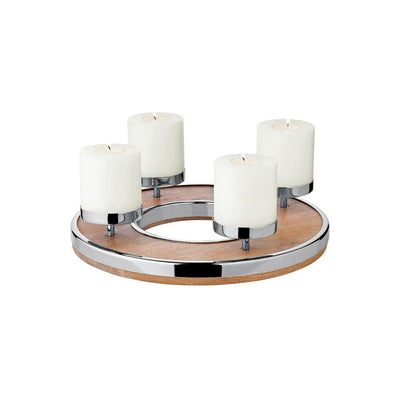 Mango wood Advent wreath Jale, 36 cm - stainless steel edge