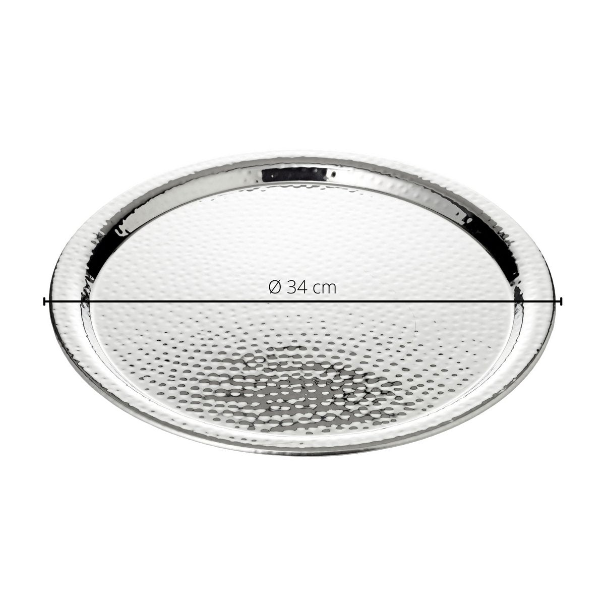 Rustfrit stål serveringsbakke, hamret 34 cm
