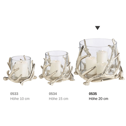 Aluminum lantern Kingston, 25 cm - antler motif