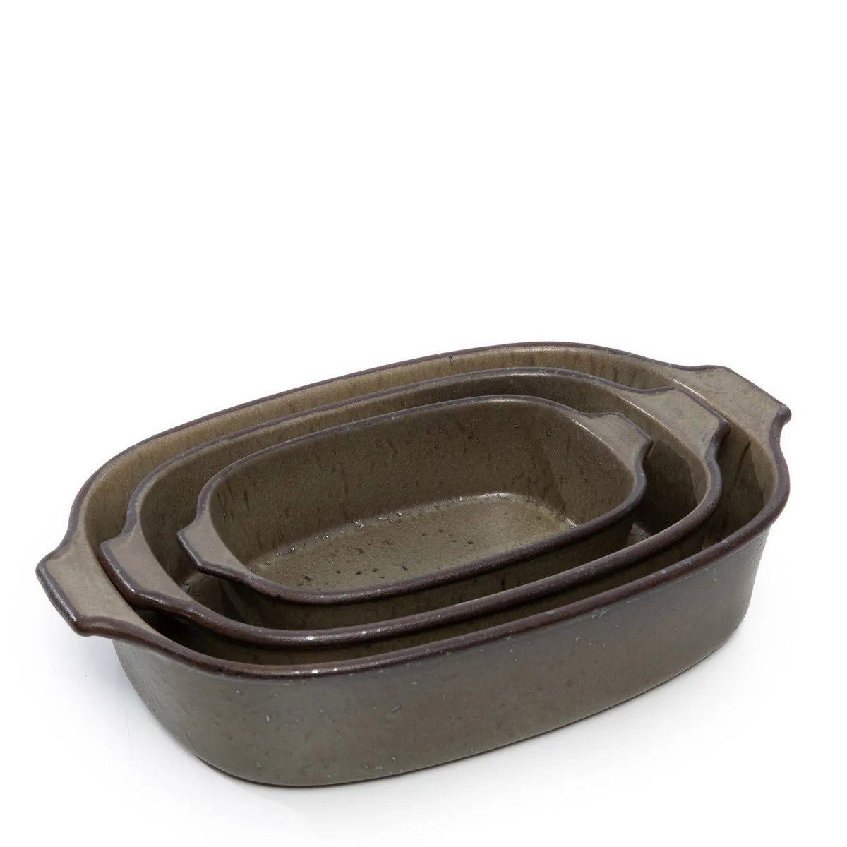 Green stoneware oven tray 29 × 19 cm - oven-safe, Portugal