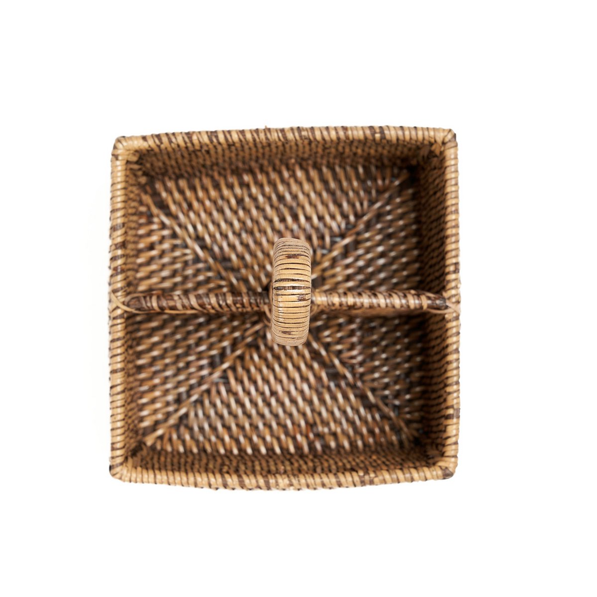 Rattan cutlery caddy, two-part - Natural brown