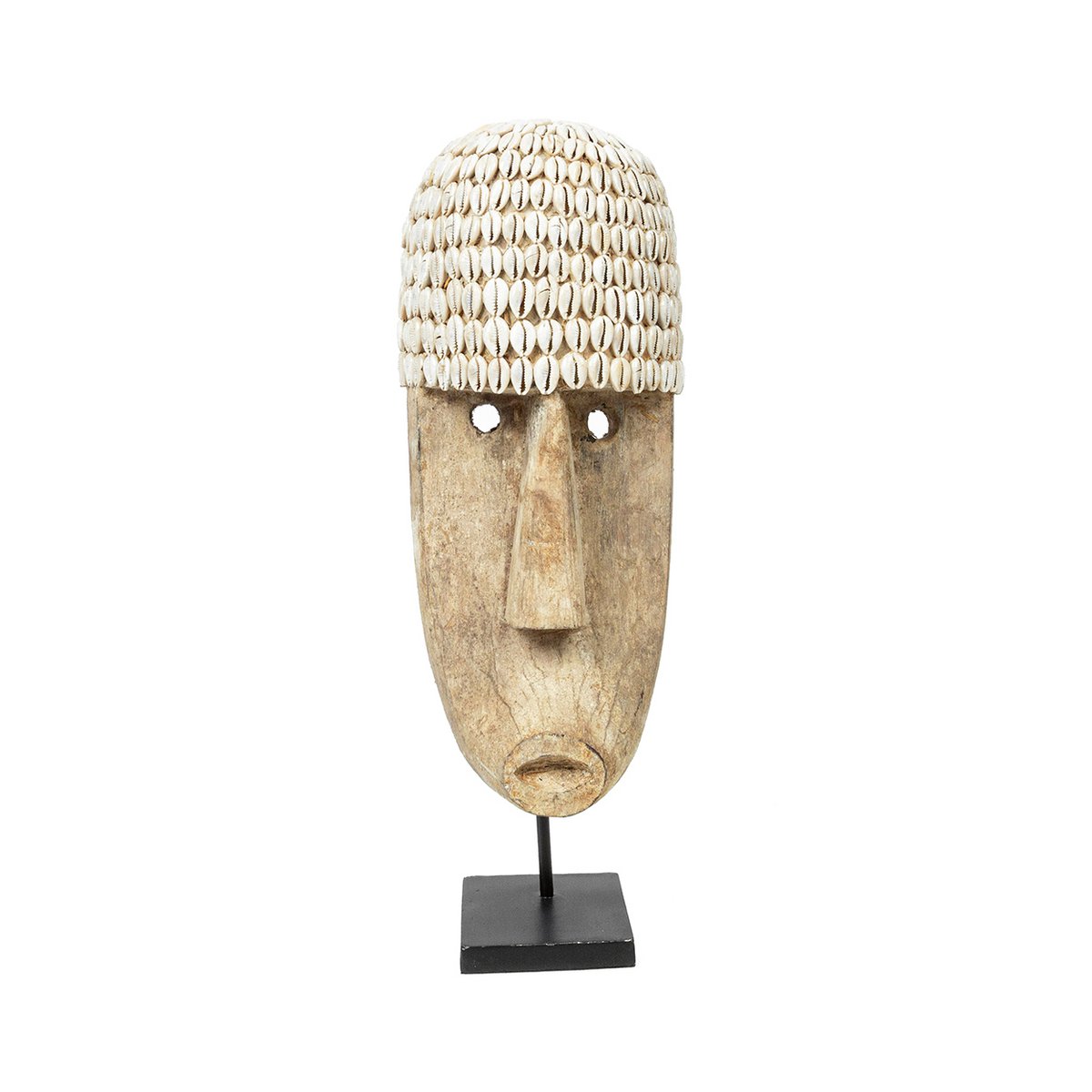 Cowrie shell head on stand - large