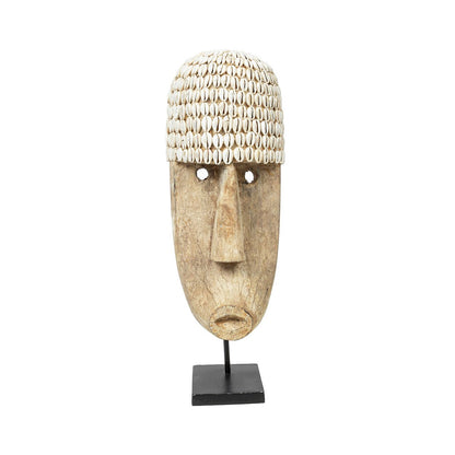 Cowrie shell head on stand - large
