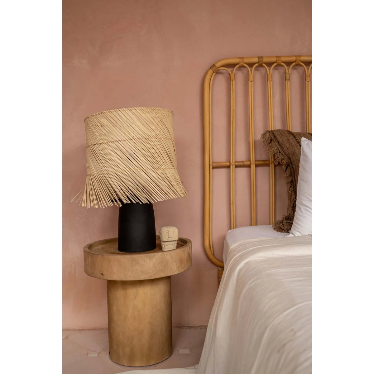 Rattan Tischleuchtenschirm, 42 cm – handgewebtes Pandan