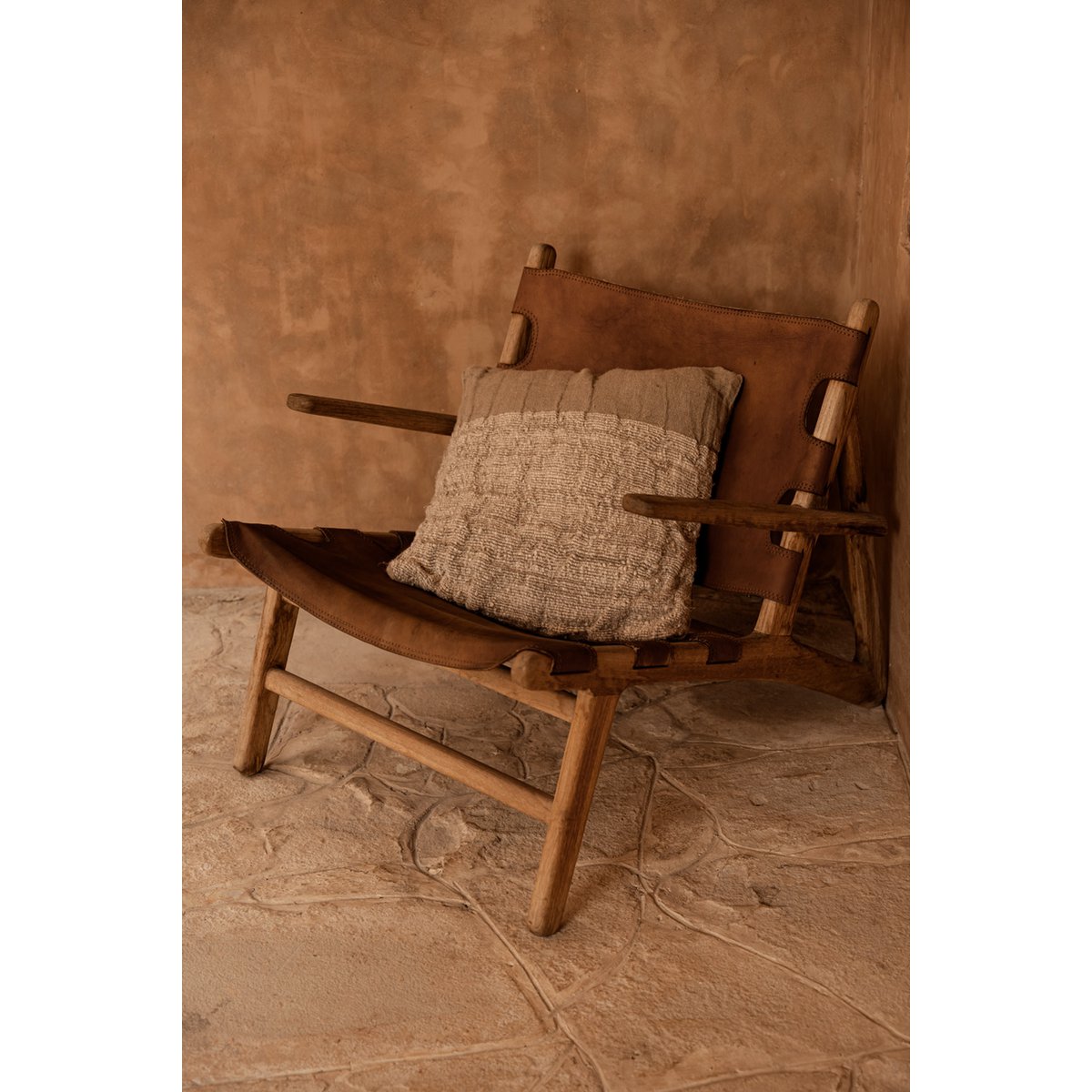 Linen cushion cover, natural - 50×50 cm