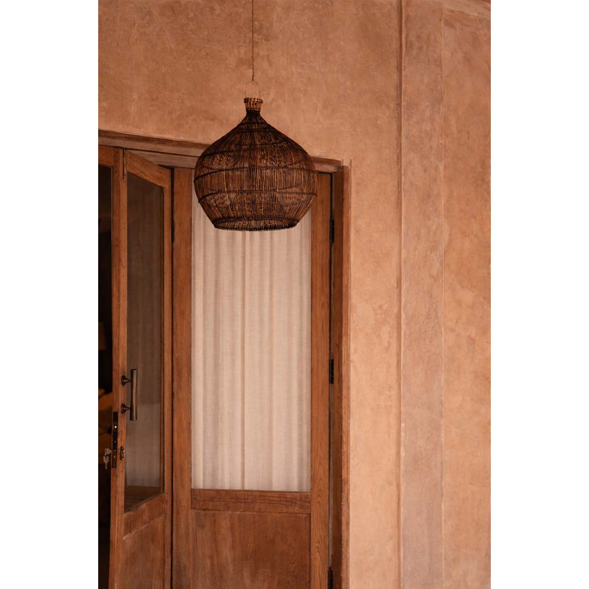 Bamboo pendant light 48 cm - dark walnut finish