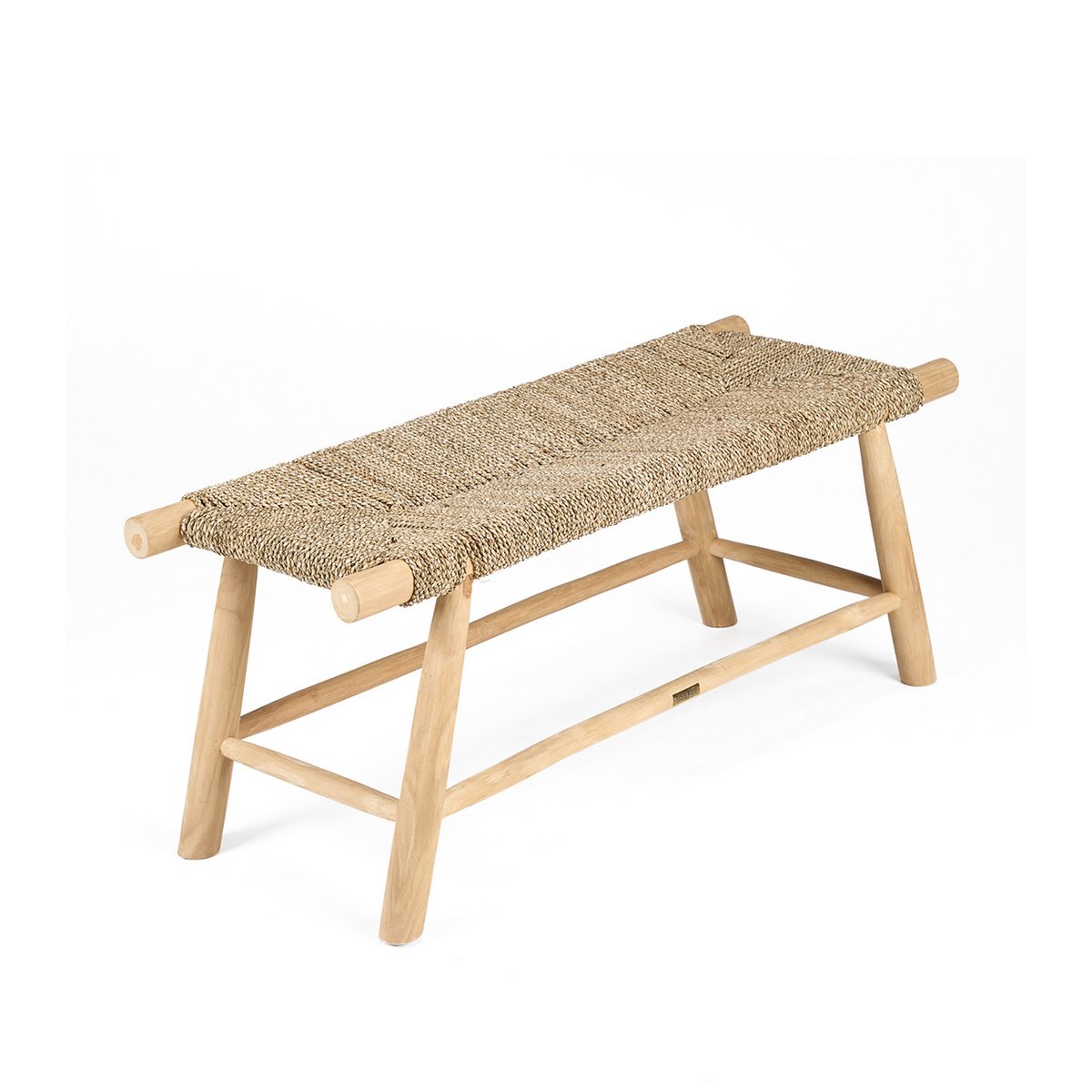 Seagrass and wood bench, 110 cm - handmade