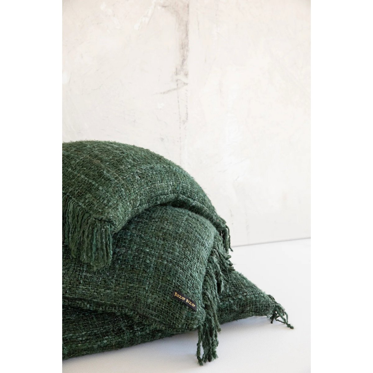 Cotton cushion cover 60×60 cm - forest green, made in India
