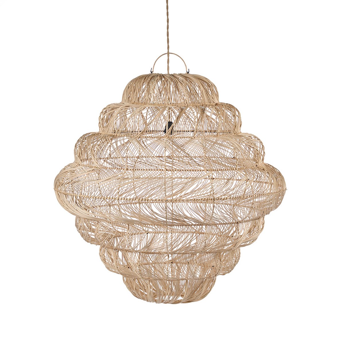 Rattan-Puff-Anhänger, Naturgeflecht – Extragroß