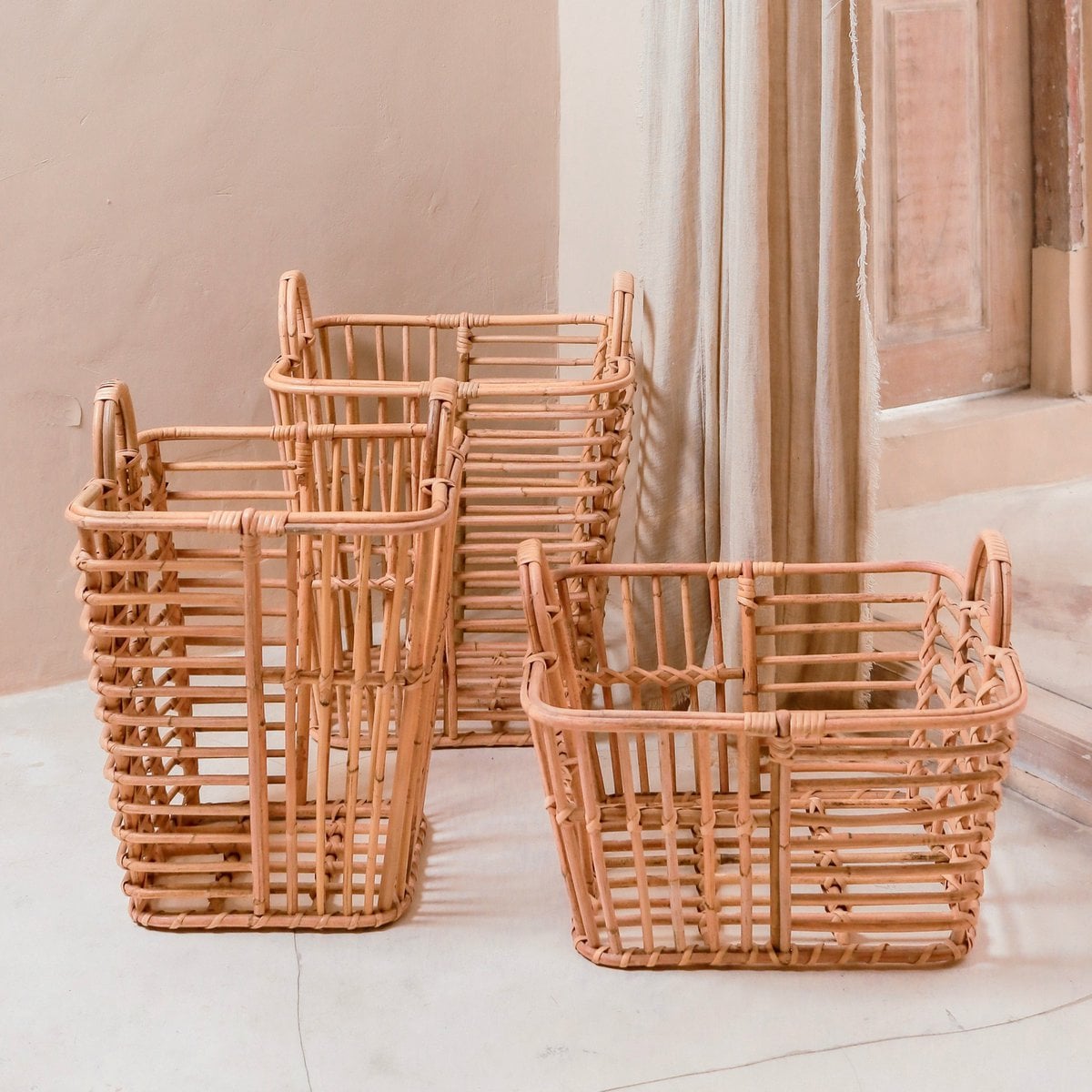 Rattan storage basket KUPANG S – 34 × 34 × 37 cm