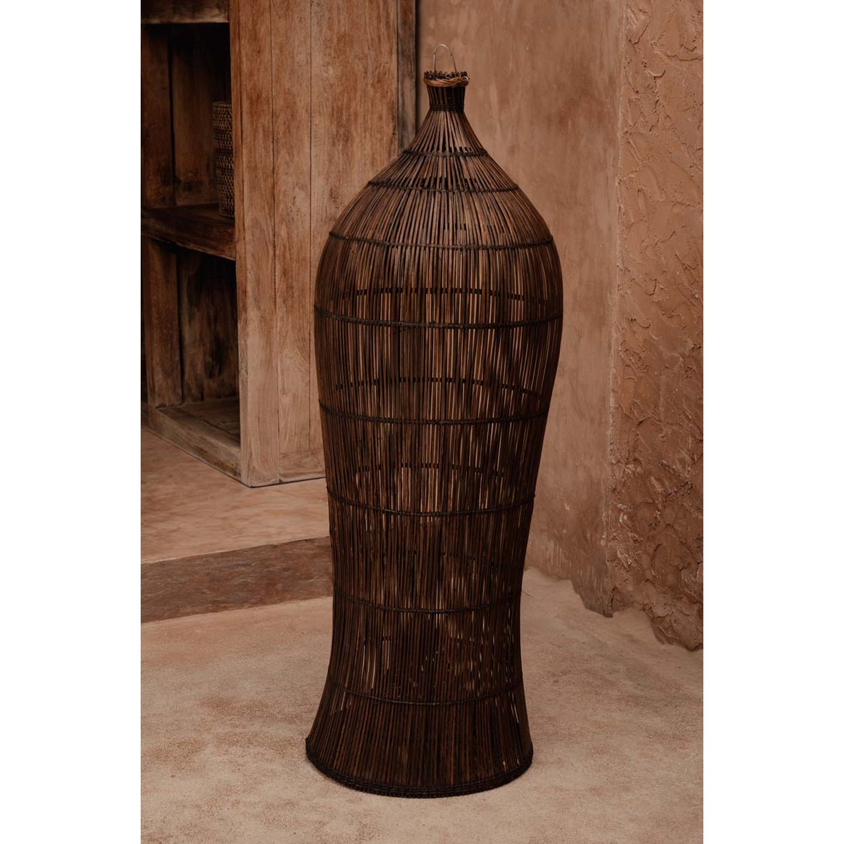 Bamboo tower pendant light 102 cm - dark walnut