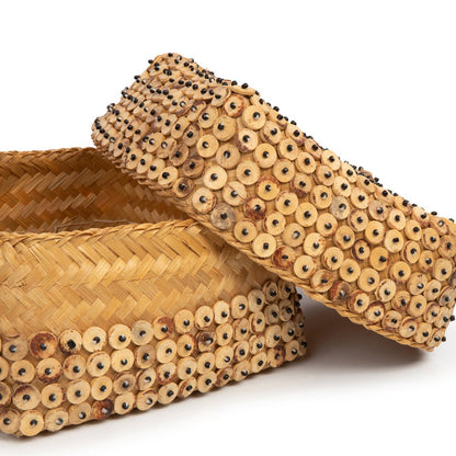 Bamboo square basket 28 × 17 cm - natural, large