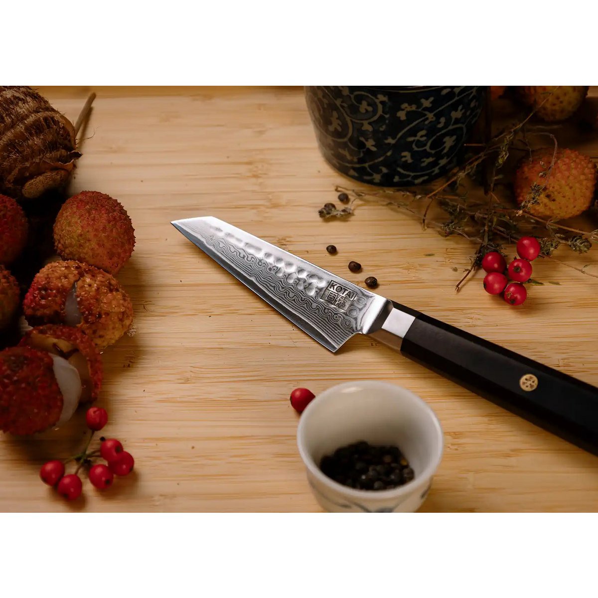 Bunka Damascus knife set, 4 pieces - AUS-10 high-carbon steel