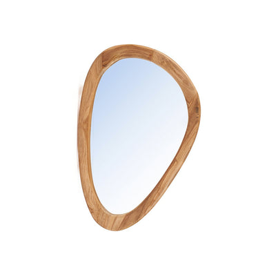 Teakholzspiegel, oval, 80 cm – organisch fließender Rahmen