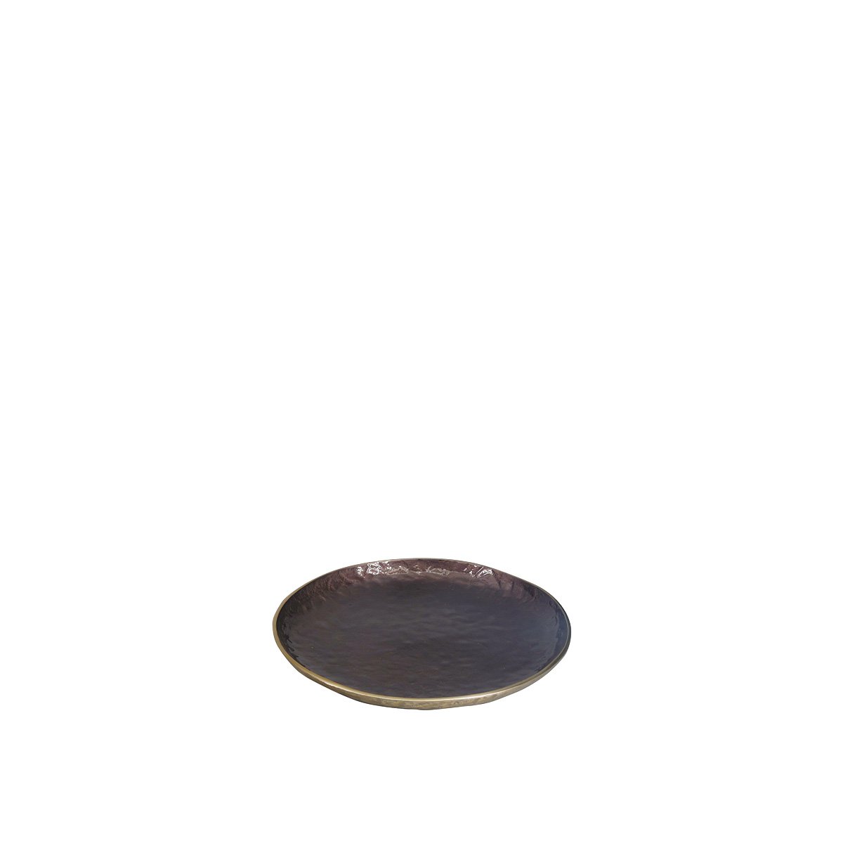 Aluminum decorative tray, brown, round, 39 cm