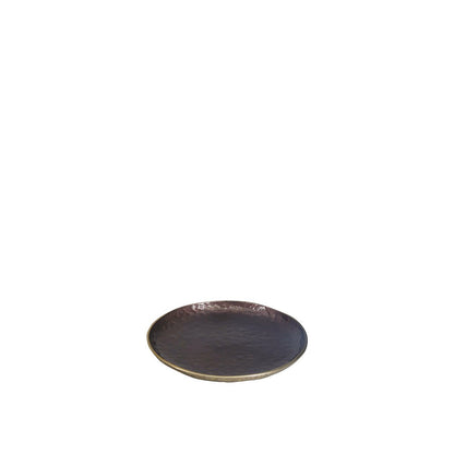 Aluminum decorative tray, brown, round, 39 cm