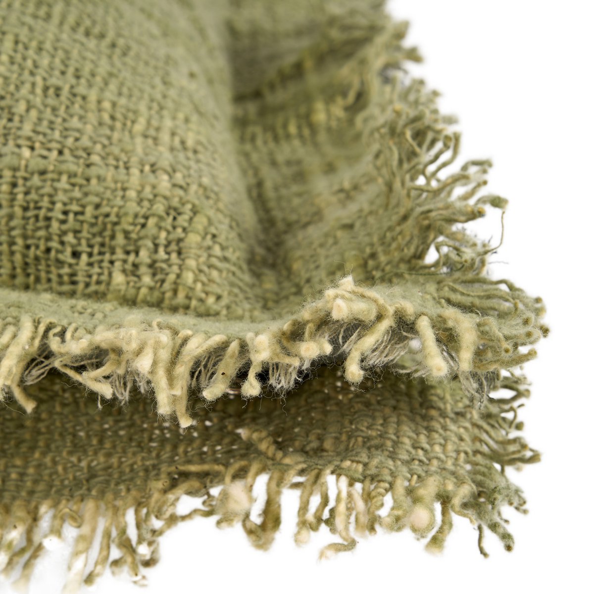 Cotton cushion cover with fringe, 50×50 cm - Green