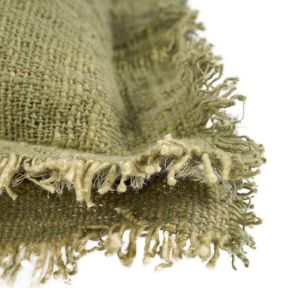 Cotton cushion cover with fringe, 50×50 cm - Green