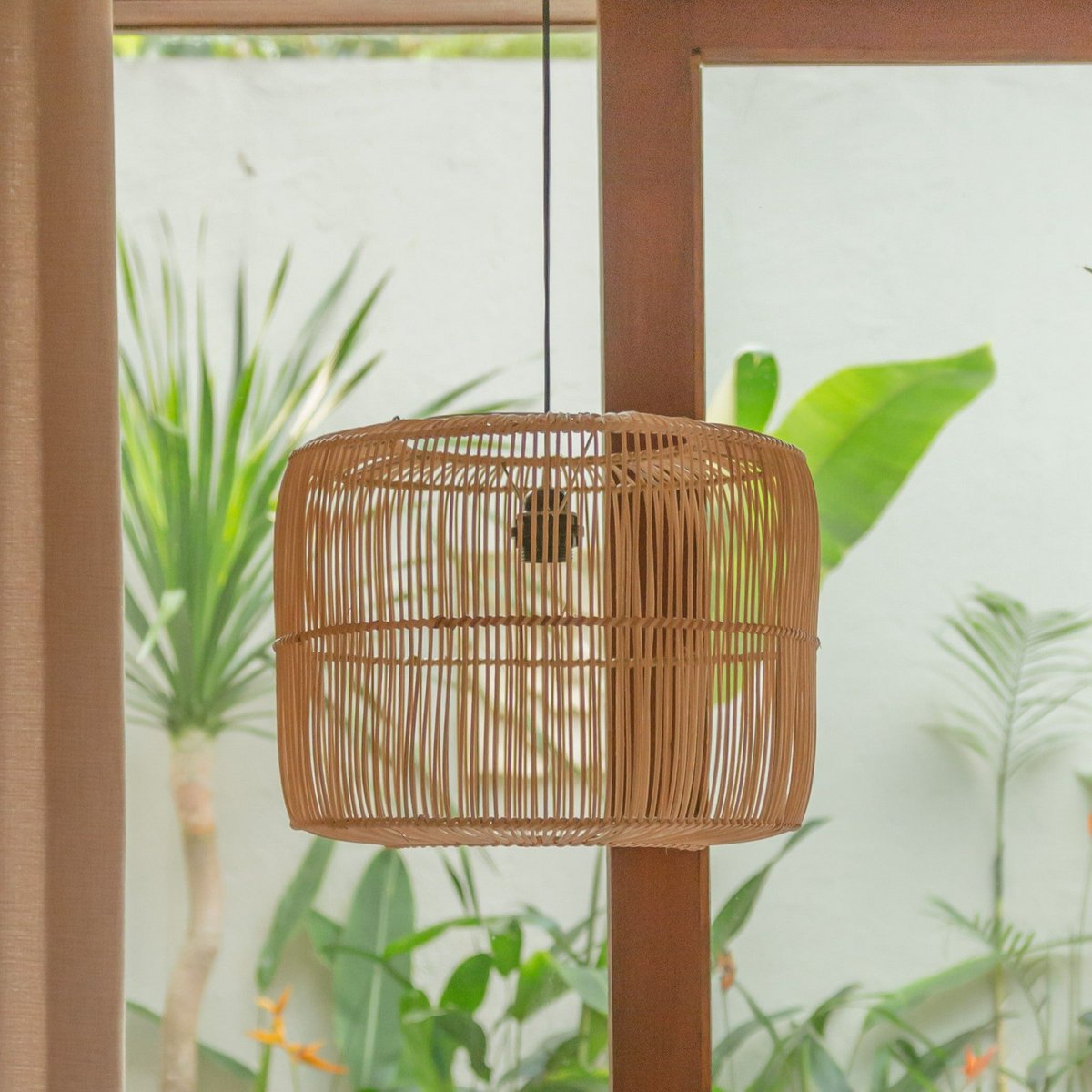 Fletlampe af rattan Ø 40 cm – håndlavet i Indonesien