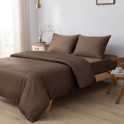 Bamboo duvet cover, 140×200 cm, coffee brown - tuck-in