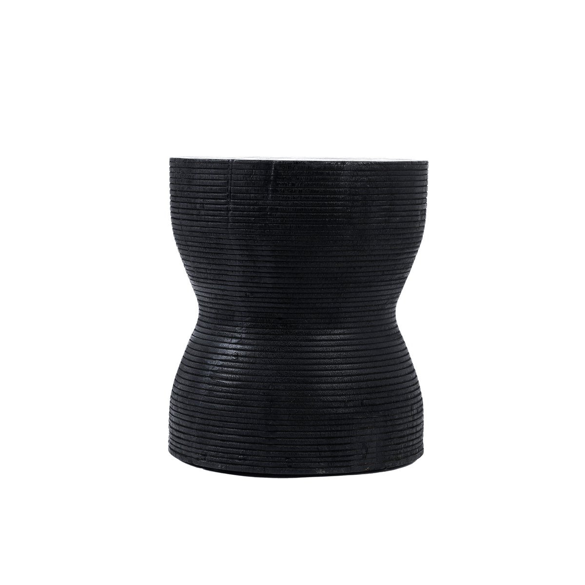 Suar wood stool, black - 35 × 45 cm