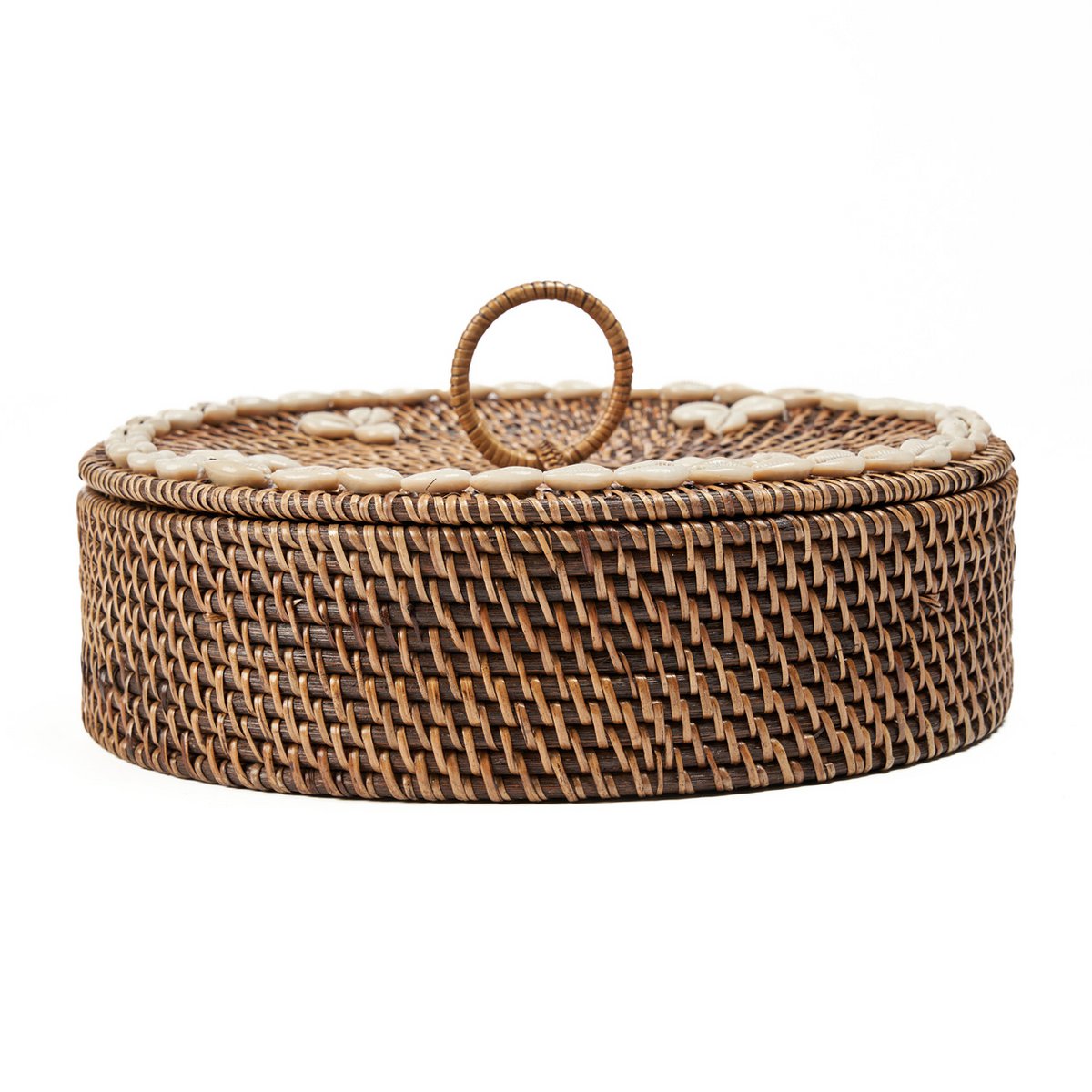 Rattan compartment basket, natural brown