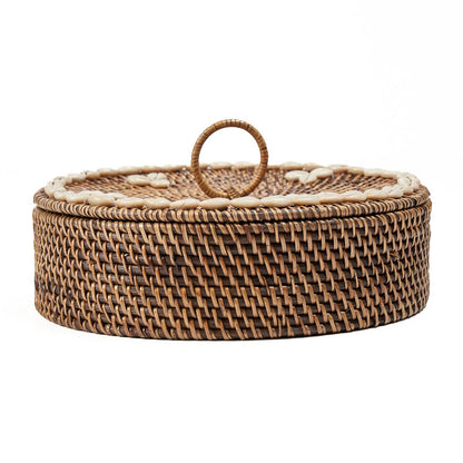Rattan compartment basket, natural brown