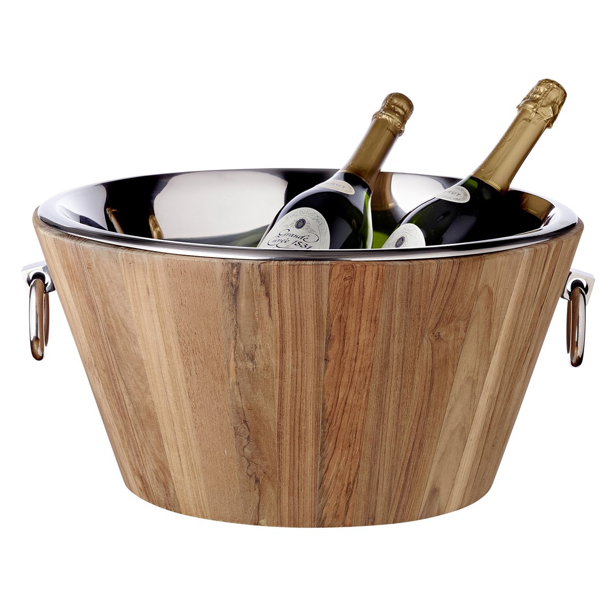 Champagnekøler Santiago, 23 cm, i teak og rustfrit stål - poleret