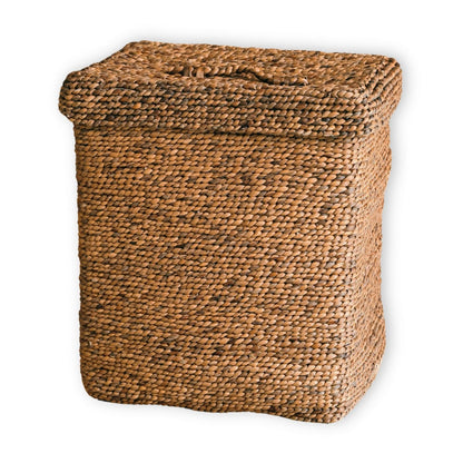 Wasserhyazinthen-Wäschekorb mit Deckel – rechteckig, beige