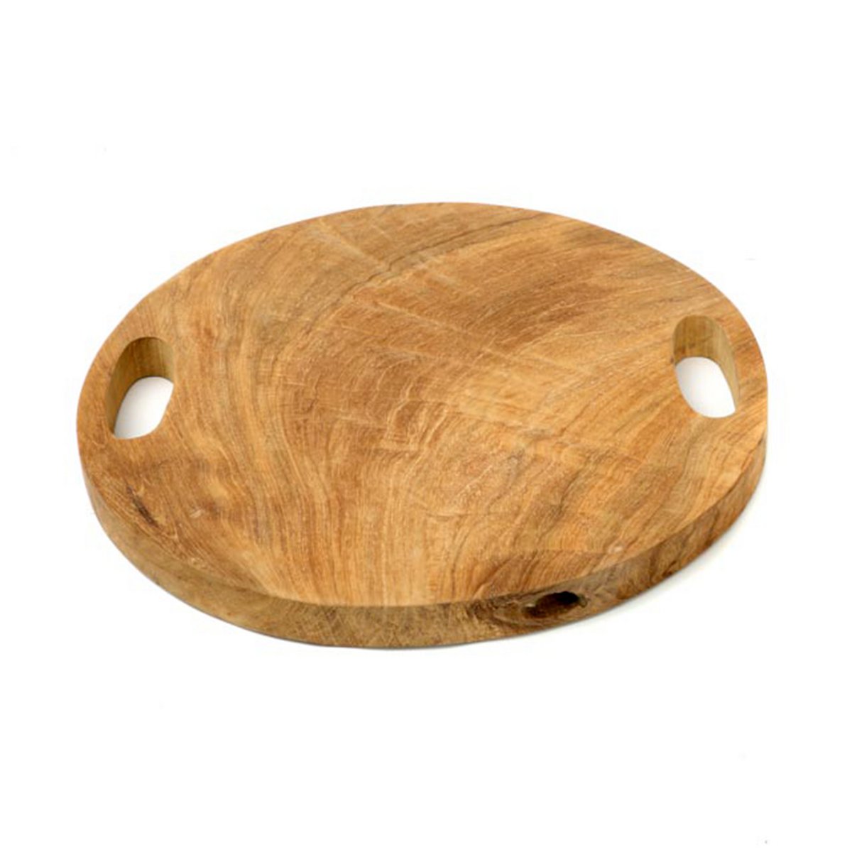 Teak wood tray with handles, large - natural