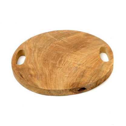 Teak wood tray with handles, large - natural