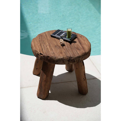 Wood rustic side table natural 50 × 50 × 40 cm – made in Indonesia