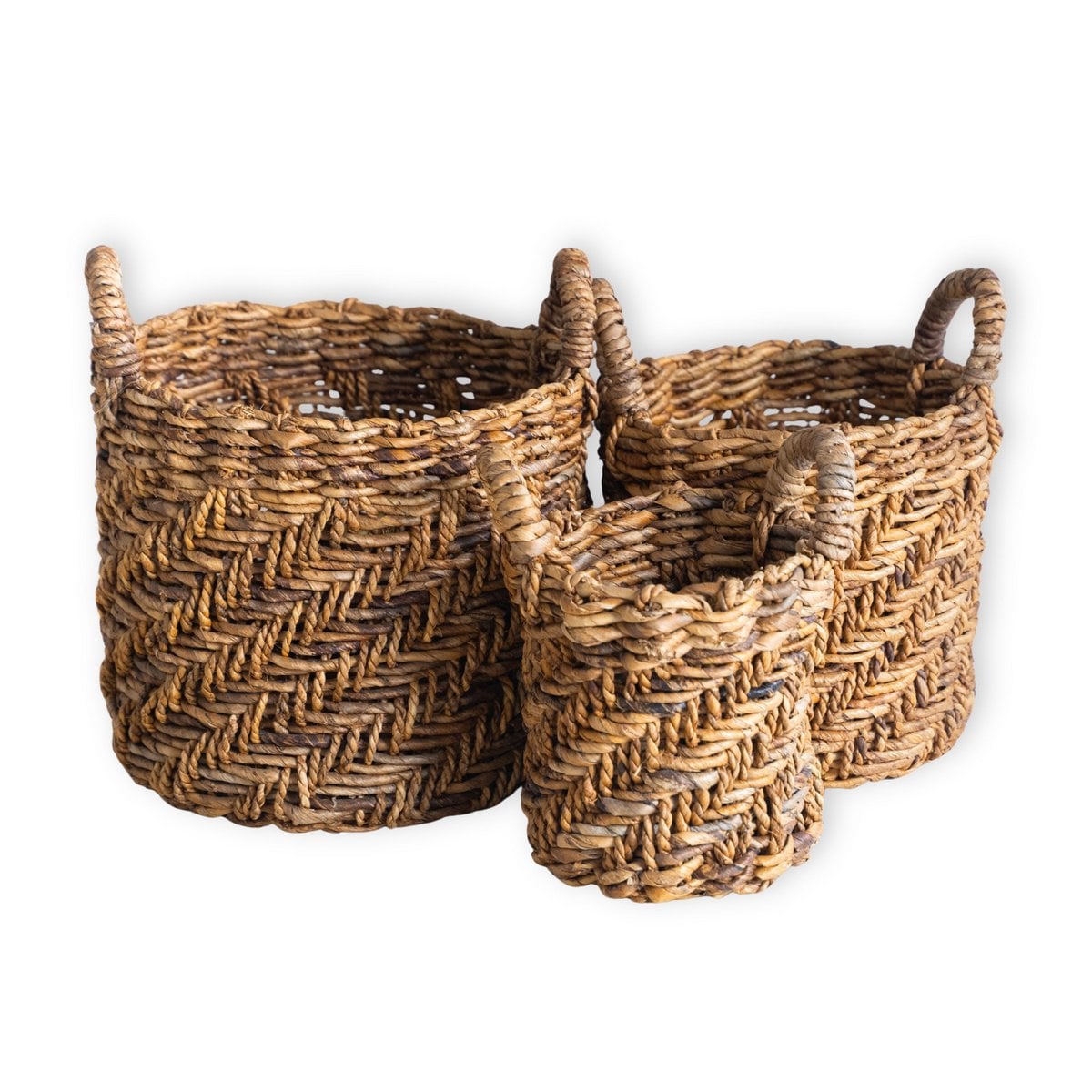 Banana fibre storage basket Ø 25 cm – handwoven, Java