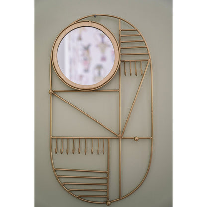 Vægbøjle i jern, oval, messing, 28×52 cm - dekorativ