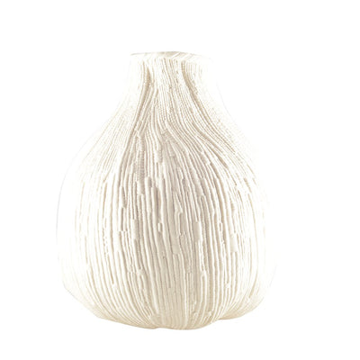 White ceramic vase, textured, large, 29×29×32cm